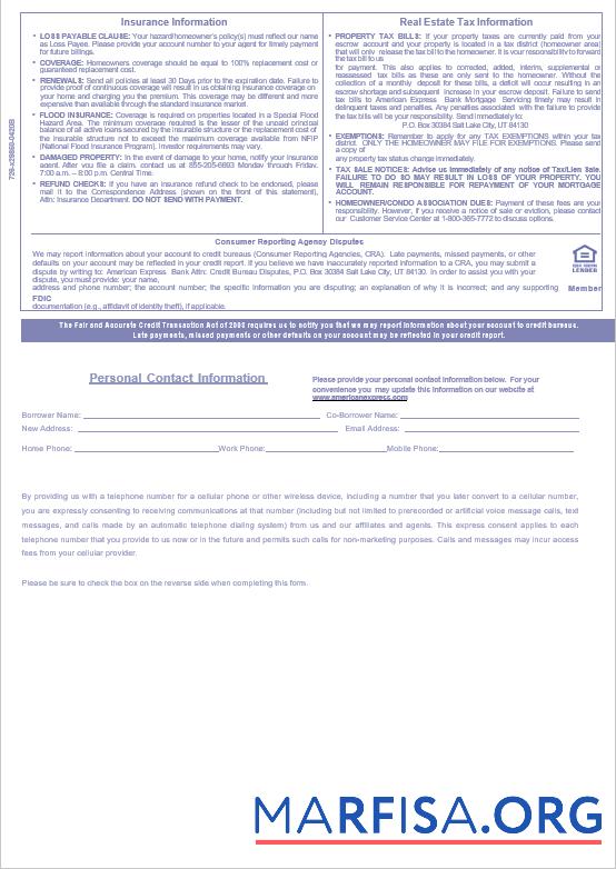 Downloadable USA The American Express bank mortgage statement in Word and PDF formats, 3 pages 3 download for verification